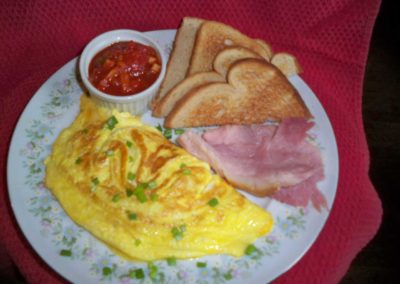 Omelette and Ham Slices - Inn on Maple Street, Port Allegany, PA